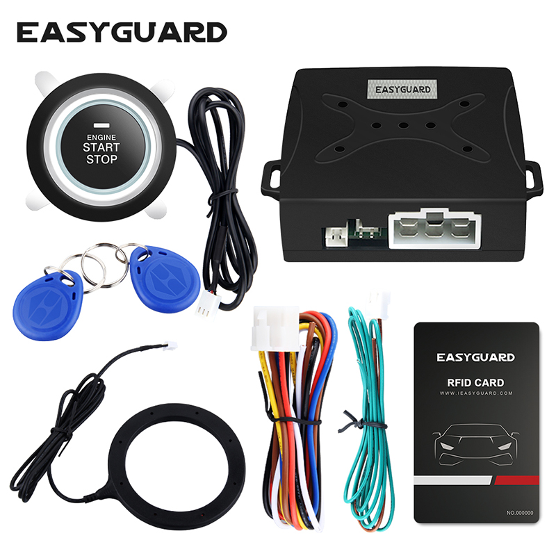 EC004 カスタマイズ EASYGUARD RFID カーアラームプッシュボタンスタートストップユニバーサルトランスポンダーイモビライザー付き