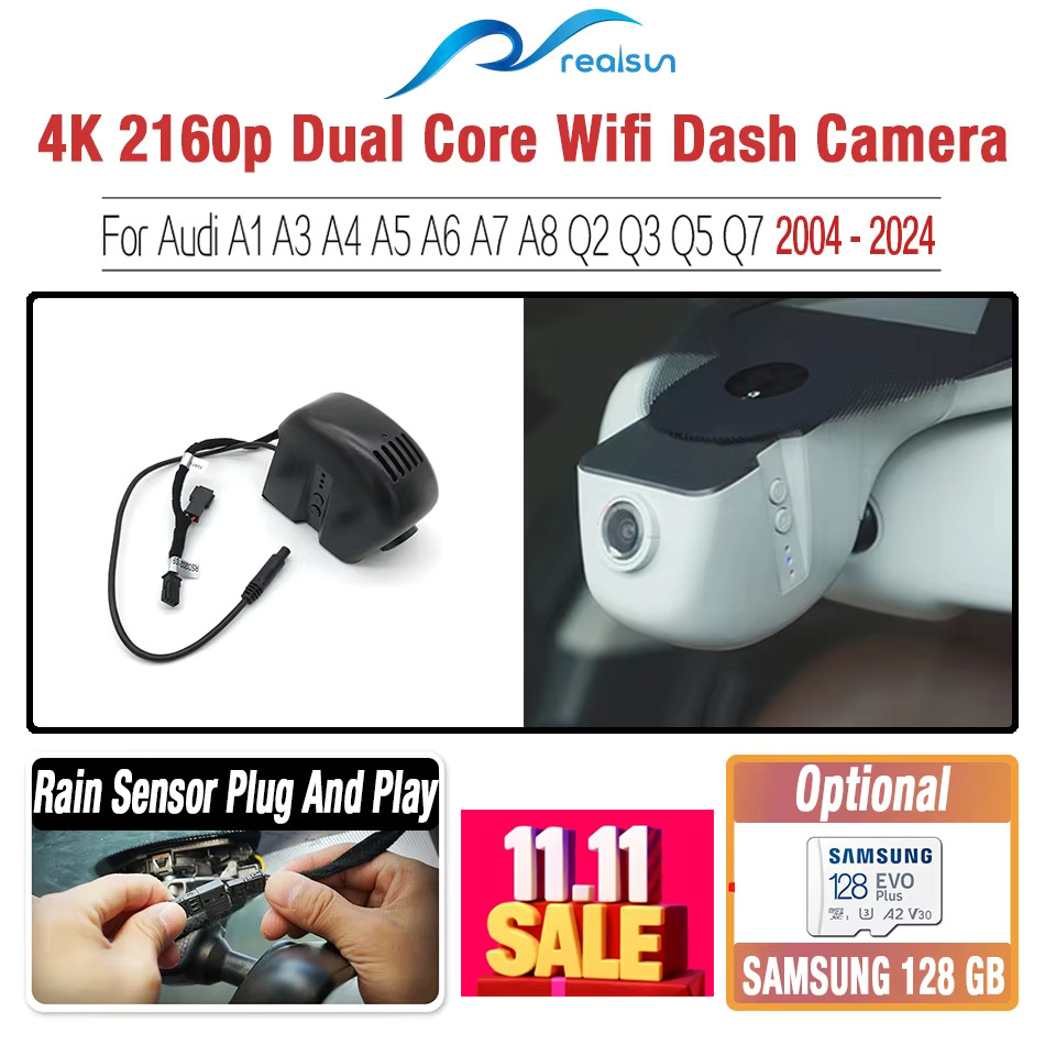 Realsun 4K 2160P 車 DVR デュアルコア Novatek 96670 Wifi ダッシュカメラビデオレコーダーアウディ車 A1 A3 A4 A5 A6 Q2 Q3 Q5 Q7