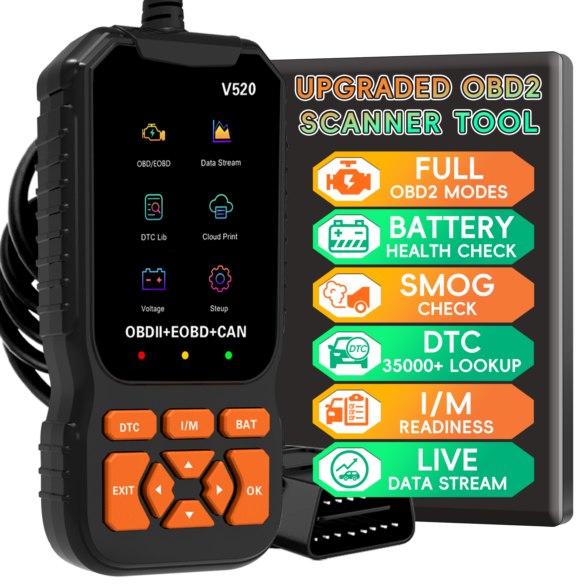 OBD2 スキャナ診断ツール、リセット付き車両チェック エンジン コード リーダー