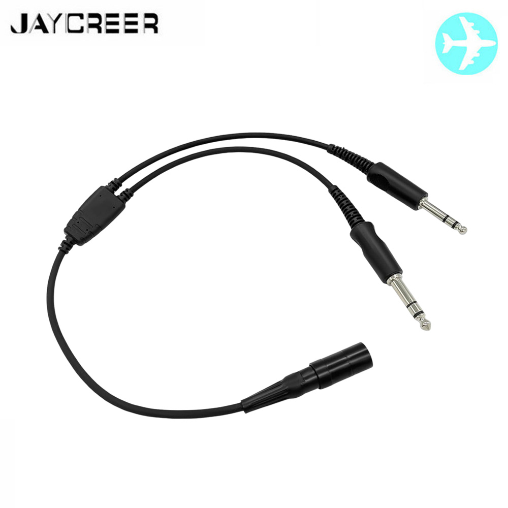 JayCreer 航空ヘッドセットアダプター Lemo 6 ピン Bose A20 A30 ヘッドセット - GA デュアルプラグ用