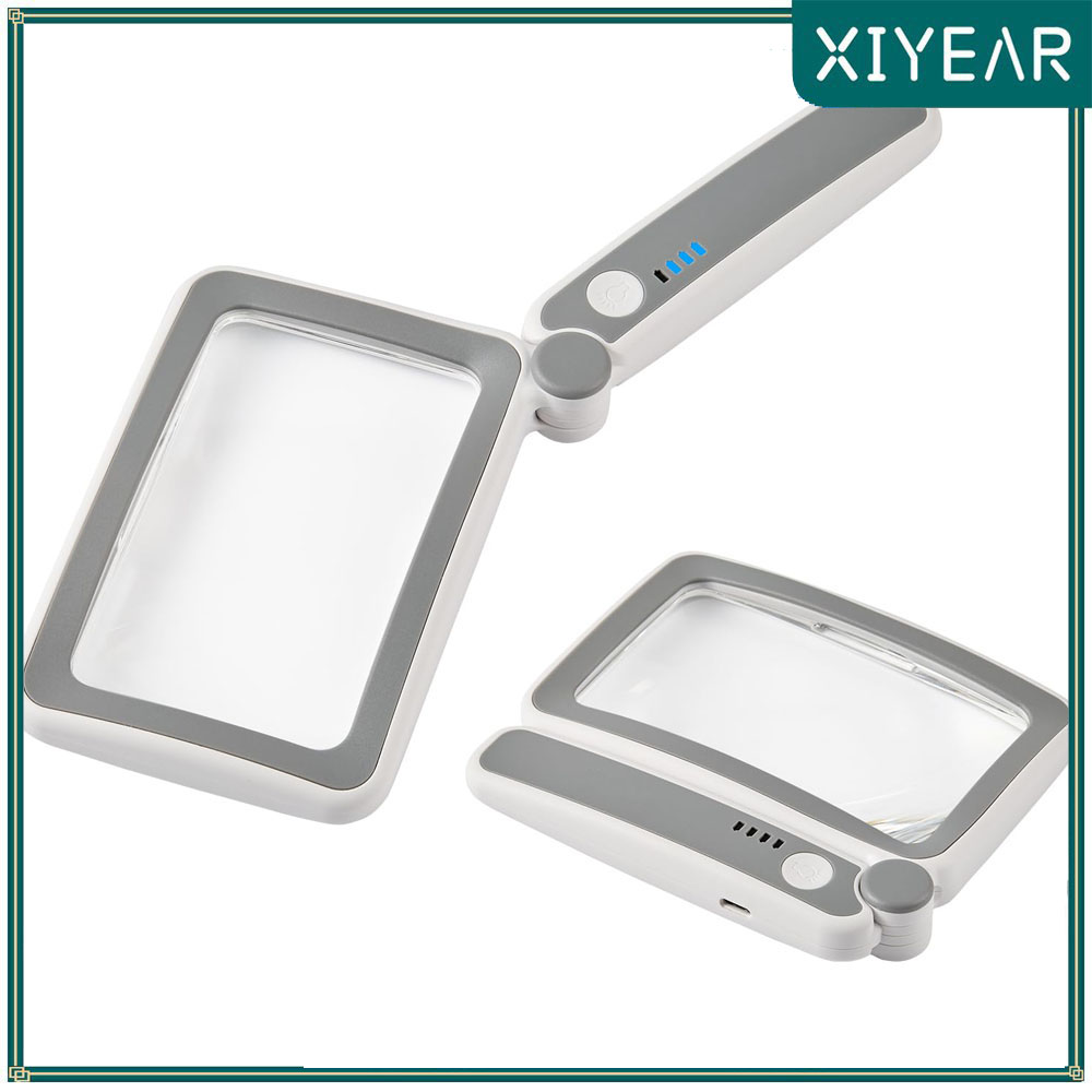 4X 虫眼鏡折りたたみハンドヘルド LED 照明充電式拡大鏡 10 LED ライト付き大型ハンド拡大鏡ジュエリー用