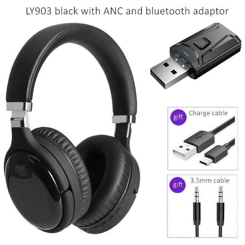 アクティブノイズキャンセリングヘッドフォン ANC Bluetooth ヘルメットヘッドセット 3.5 USB テレビアダプタ低音ワイヤレスビッグイヤホンテレビ用