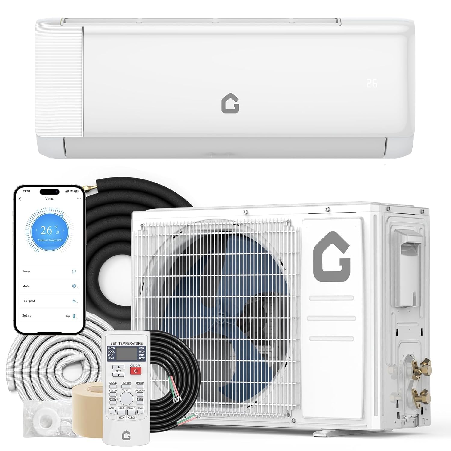 24,000 BTU ダクトレス ミニ スプリット エアコンとヒート ポンプ – 21 SEER Energy Star 認定、WiFi 付き