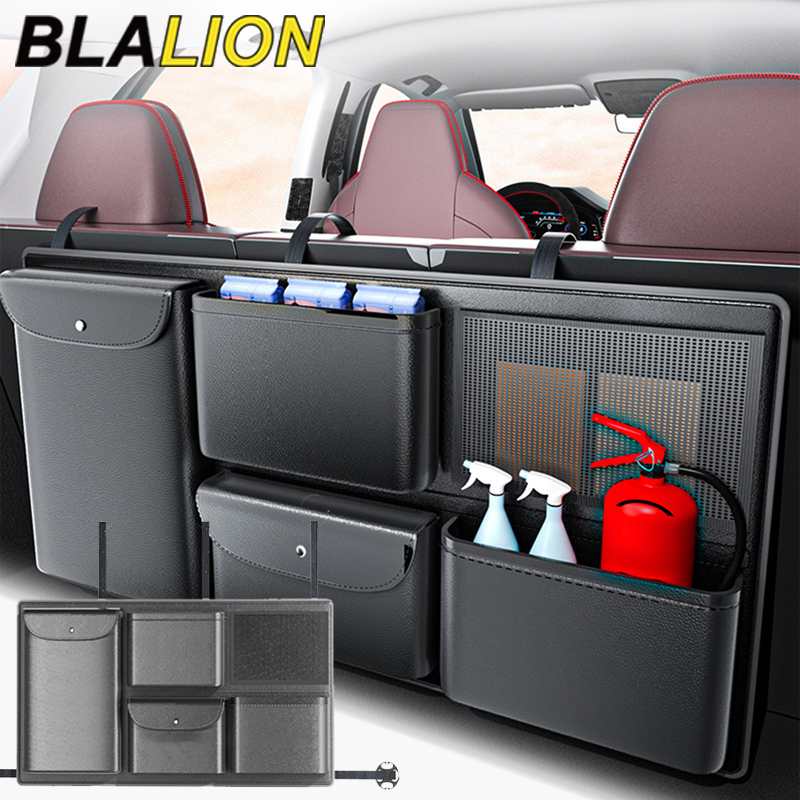 BLALION 車のトランク吊り下げ収納袋後部座席ユニバーサル大容量レザーマルチポケット自動収納カーゴラックオーガナイザー