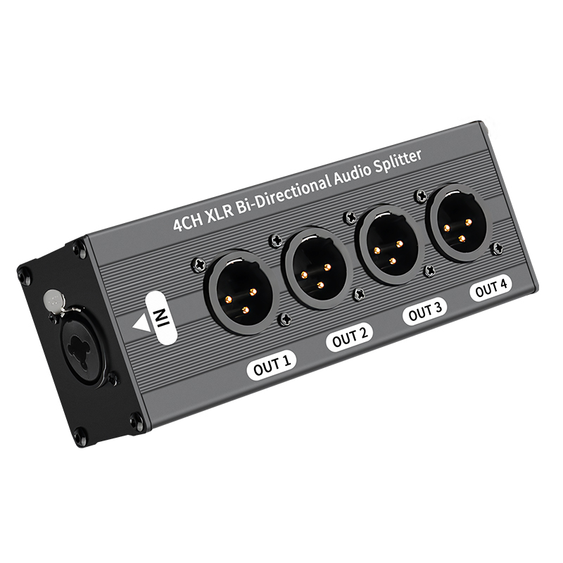 1X4 XLR バランスオーディオスプリッター 3 ピン 1 入力 4 出力オーディオ信号スプリッターボックス電源不要供給オーディオ分配