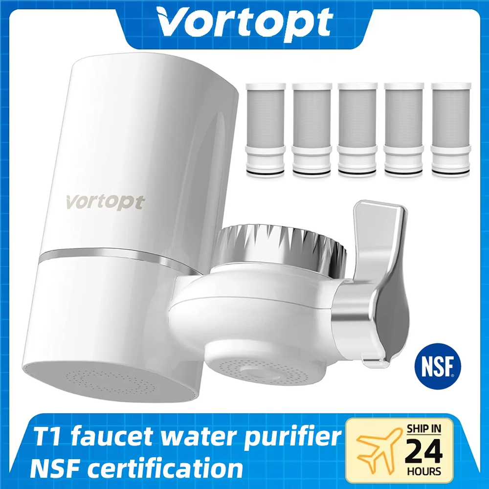 Vortopt 蛇口浄水フィルター NSF 認定水道浄水器 T1 交換カートリッジ 5 個付き 400 ガロンキッチン濾過キット