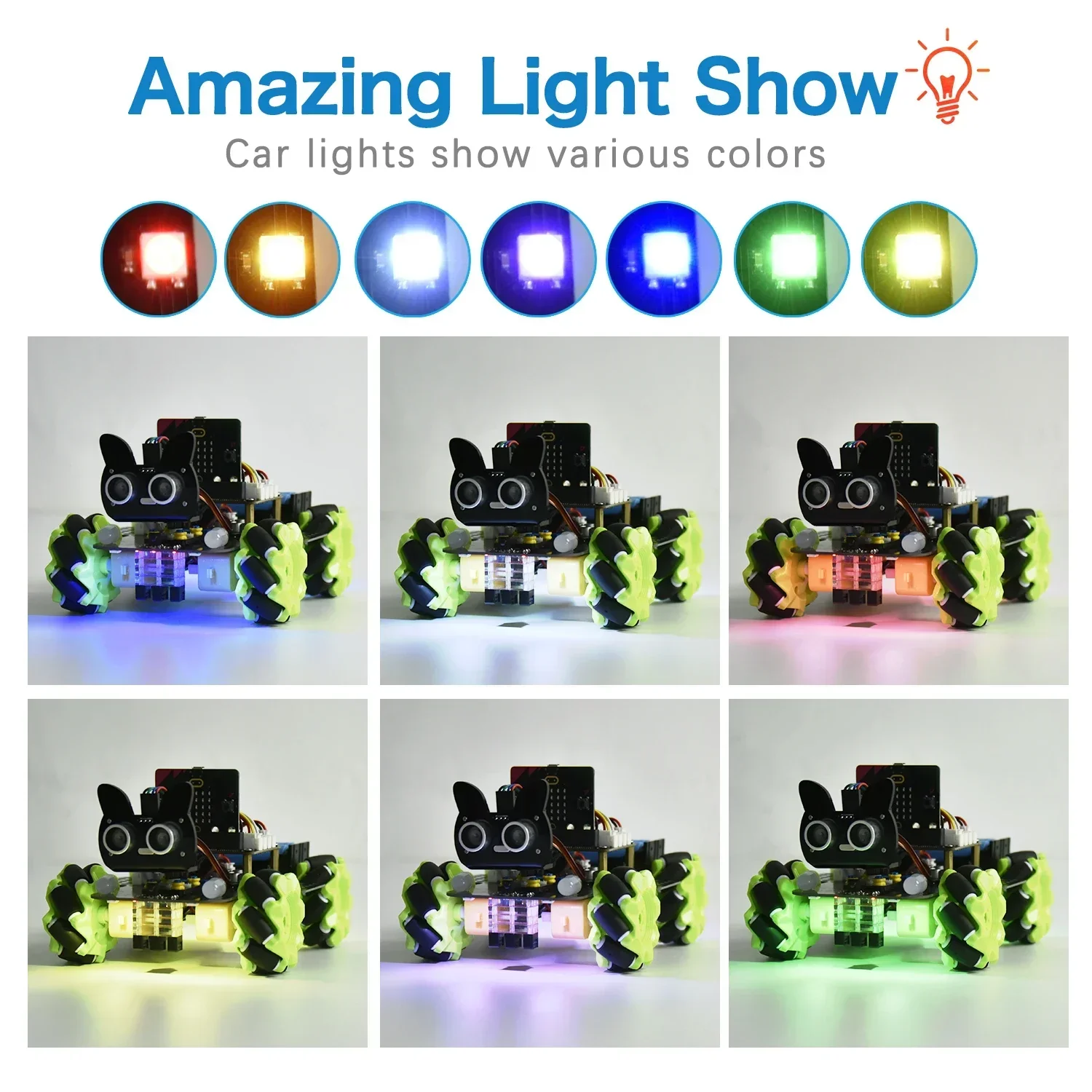 Keyestudio 4WD メカナムロボットカーキット Micro:bit V2 STEM おもちゃ、Python コーディング、リモコンスマート機能 DIY 教育用