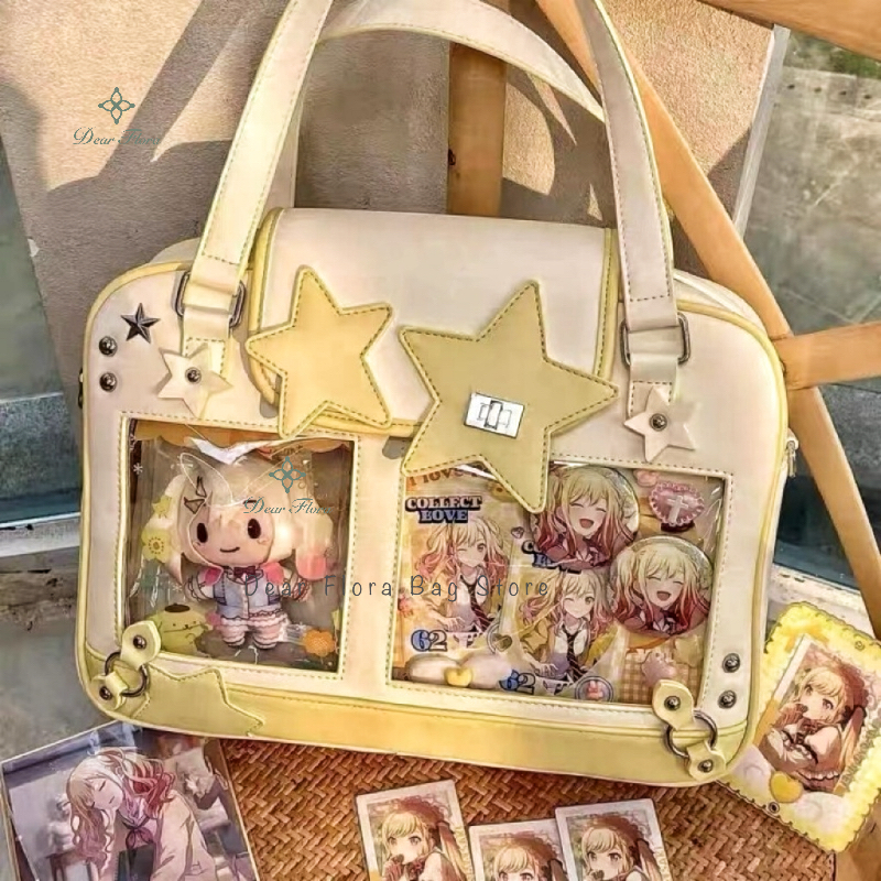 Y2K トレンディスター Ita バッグロリータ少女透明ポケット女性の DIY ディスプレイショルダーバッグファッションクロスボディバッグかわいい財布ハンドバッグ
