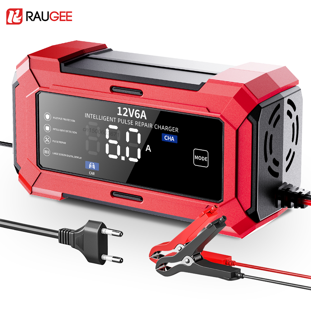 6A 12V 車のバッテリー充電器スマート車とオートバイのバッテリー充電器ユニット鉛酸バッテリー修理メンテナーデジタルディスプレイ