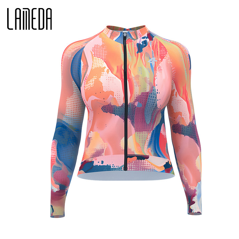 LAMEDA 2024 プロフェッショナル春女性のサイクリング長袖ロードバイクトップシャツ MTB 服ポケット付き女性用バイクジャージ