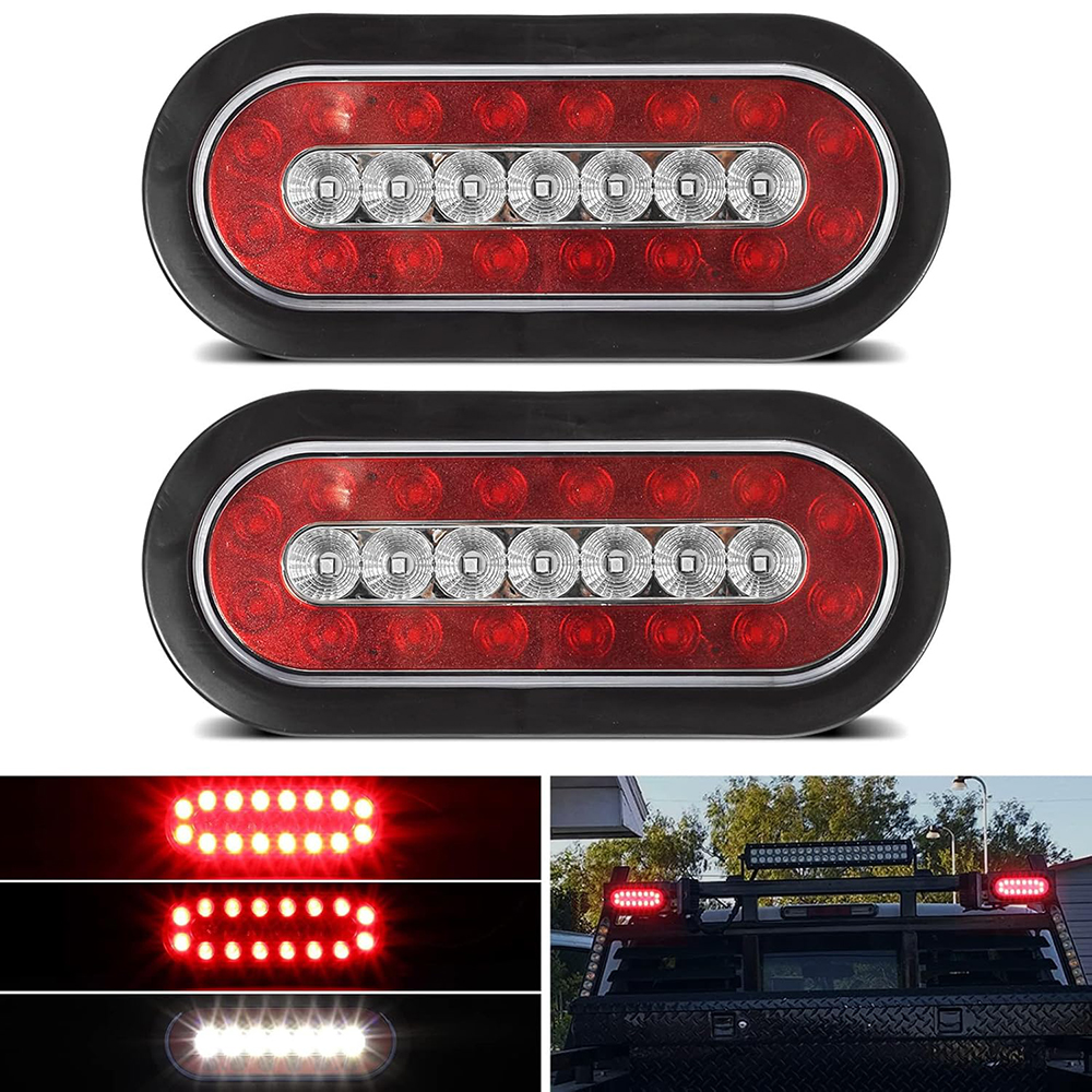 2 個 6 インチオーバルトラックトレーラー LED テールストップブレーキライト車両ボートトレーラー RV トラック 23LED バックアップリバースライト防水