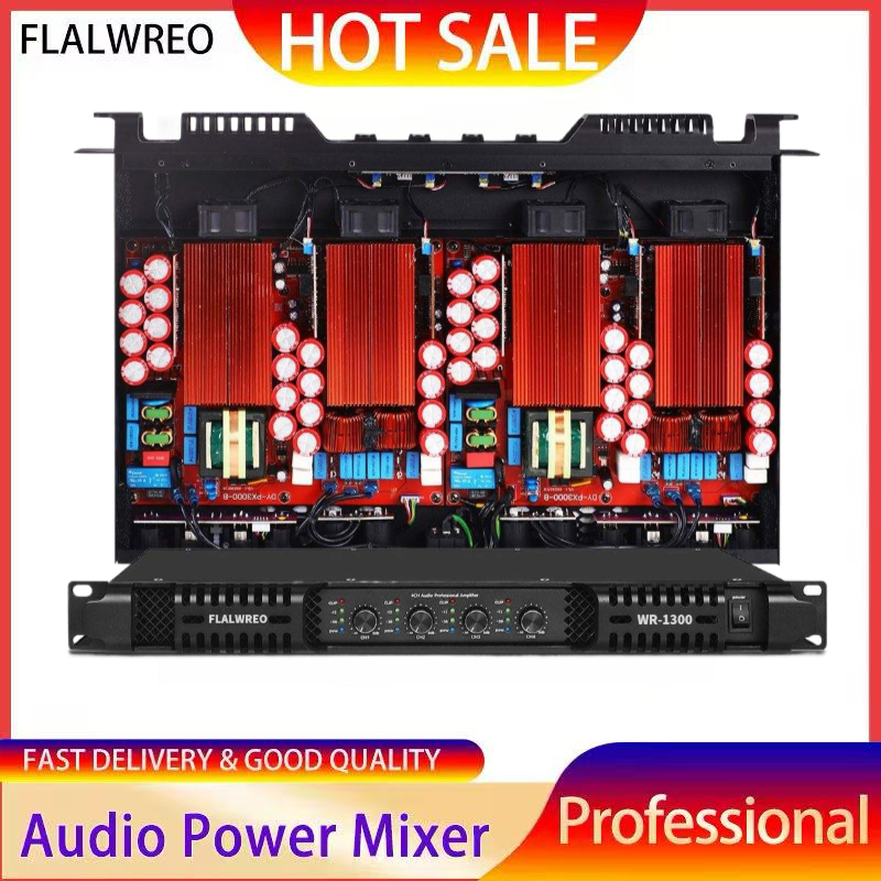 FLALWREO WR-1300 プロフェッショナルパワーアンプ デジタルパワーアンプ 4/2チャンネル 大規模会議、ホームステージ、ハイポ