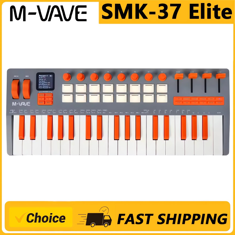 SMK-37 エリート MIDI キーボード、ウェイトキー付き、シンセサイザーサウンド内蔵、ライブパフォーマンス、モバイル用ポータブル