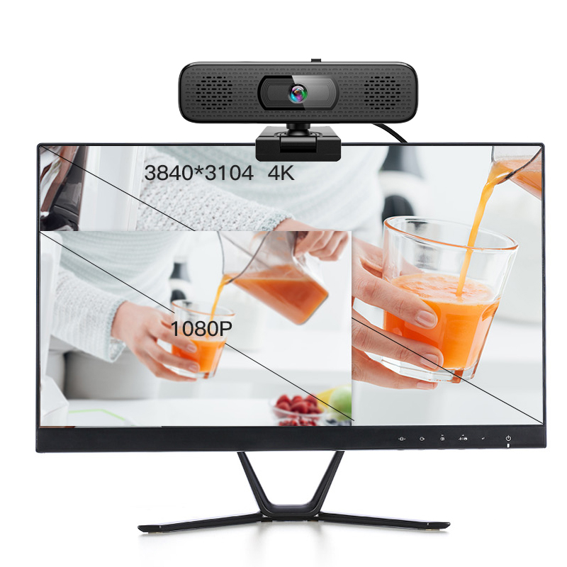 4K/1080P ウルトラHD 8MP ウェブカメラセンサー搭載、コンピューター/ノートパソコン用ウェブカメラ、マイク＆スピーカー内蔵、オンライン授業/会議/ライブストリーム対応