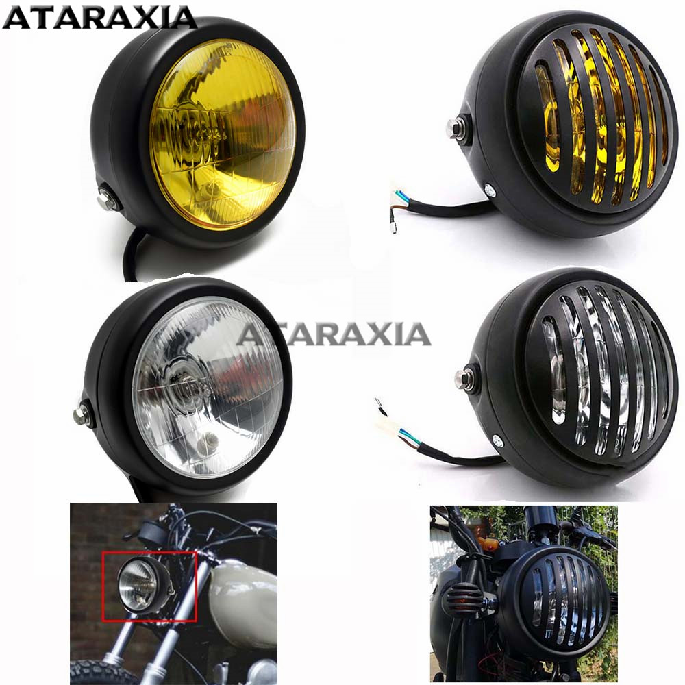 CG125 GN125 オートバイレトロメタル 5.75 インチレンズ 35 ワットハロゲンフロントヘッドライトヘッドランプヘッドライトハーレーカフェレーサーホンダ