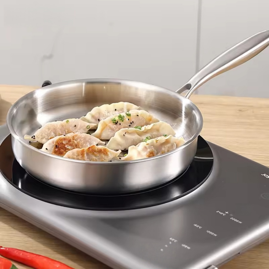 304 ステンレス鋼フライパン、ノンスティックパン揚げステーキポットコーティングされていないキッチン調理器具ガスストーブと電磁調理器用