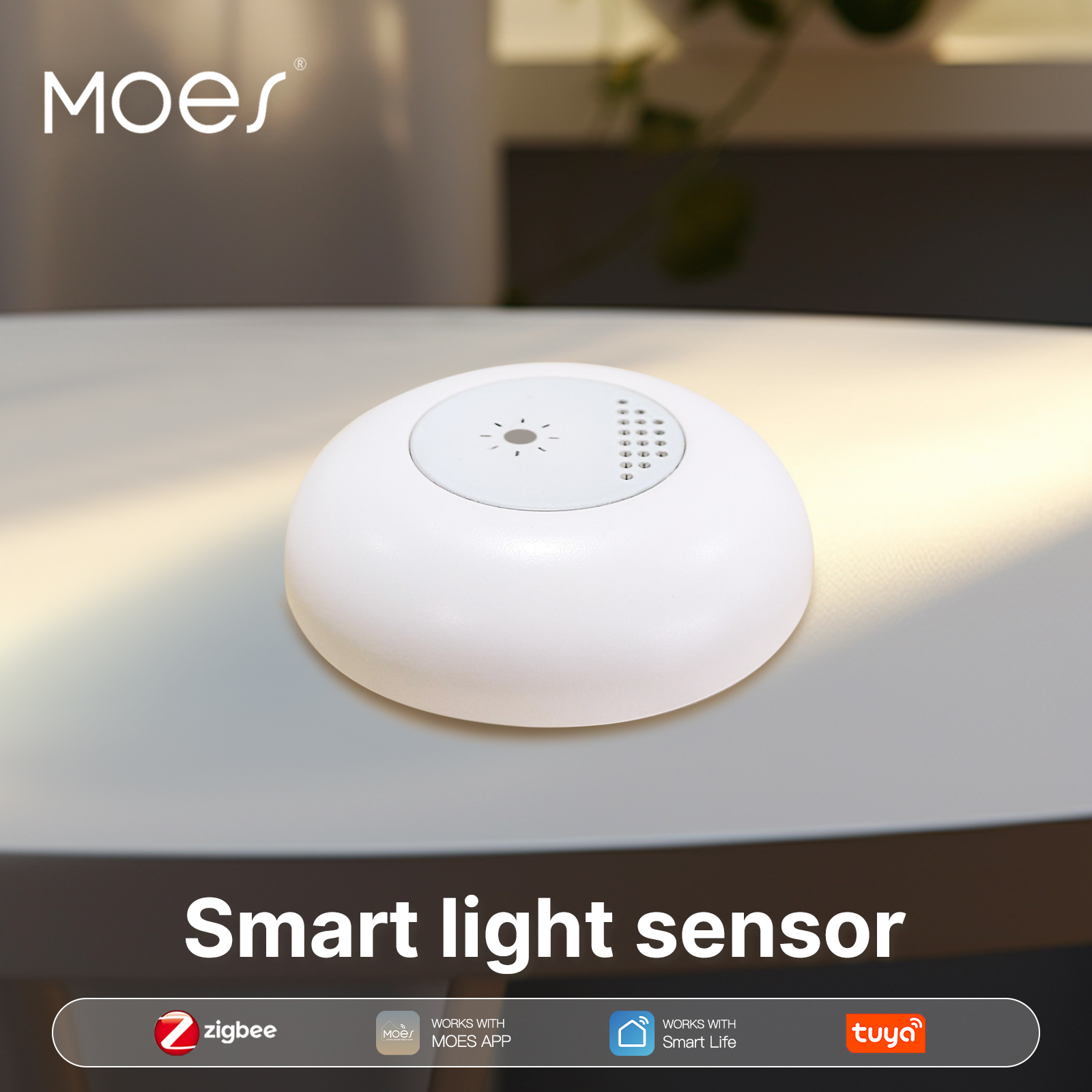MOES Tuya Zigbee スマート光センサー照度明るさ検出ホーム照明オートメーションスマートホーム検出器アプリ制御