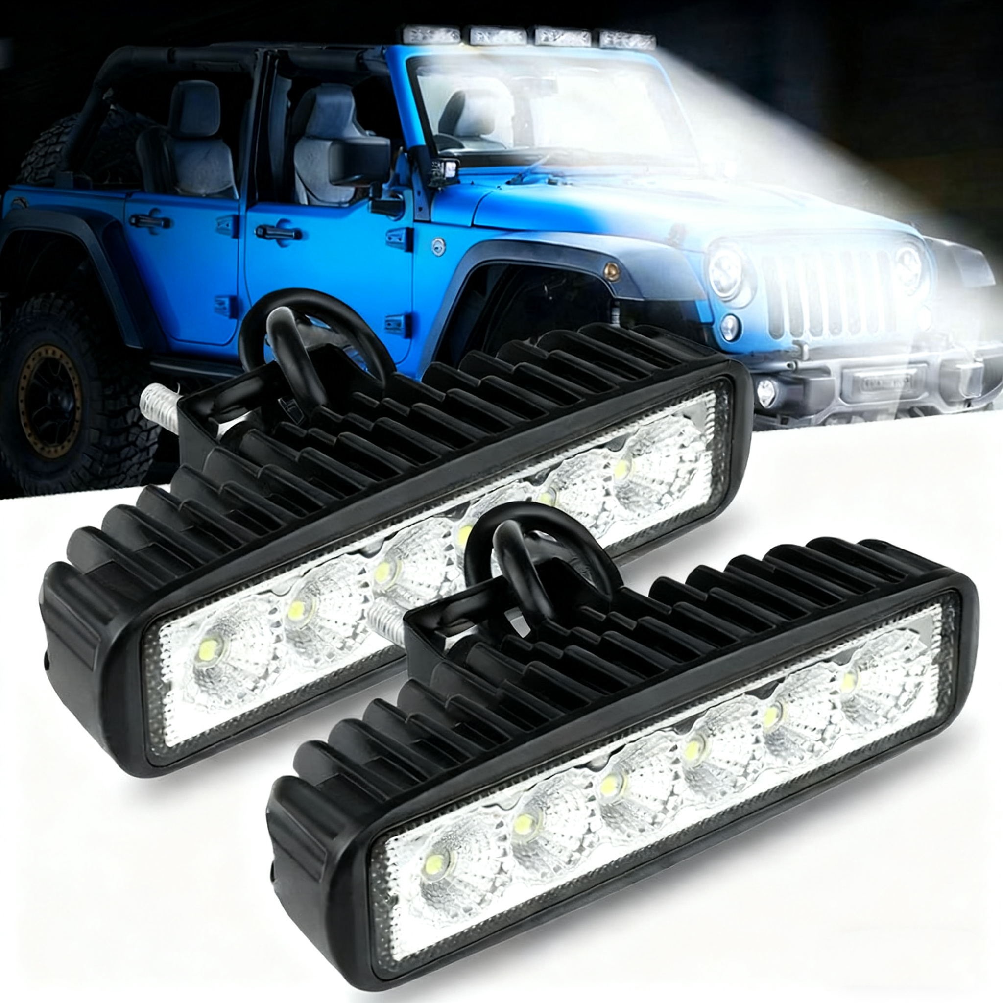 2 個 18 ワット 6000 18K 白色 LED デイタイムランニングライト DRL フォグライトスポットライトオフロード SUV トラック車のヘッドライト交換作業ランプ