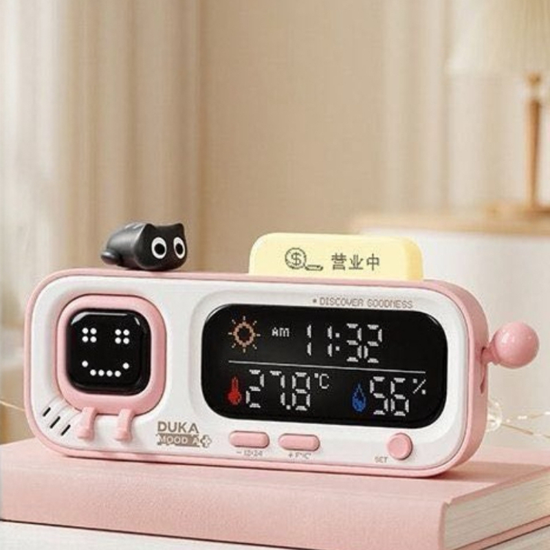 DUKA MOODA スマートデスクトップ温度湿度時計電気デジタルホームミニオフィス温度湿度計楽しいリマインダー
