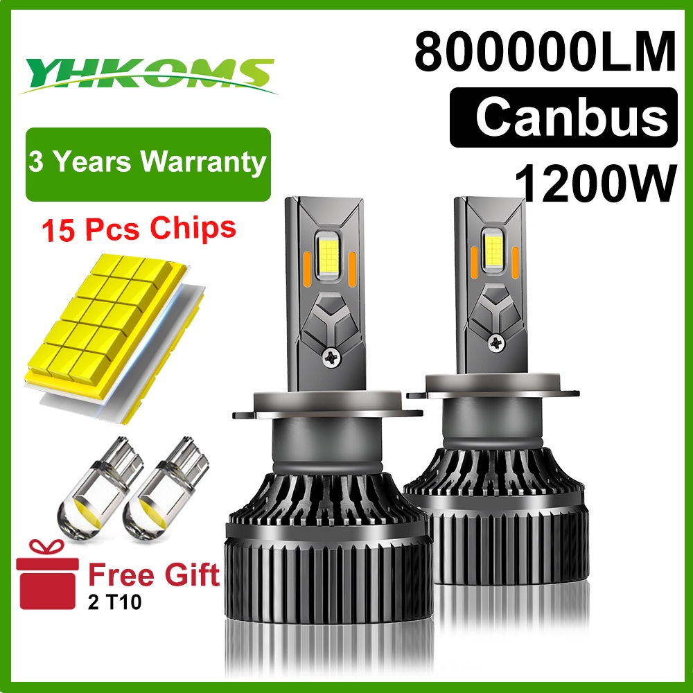 YHKOMS 1200 ワット 800000LM Canbus H4 H7 H1 LED H8 H9 H11 9005 9006 9012 HB3 HB4 車 LED ヘッドライトオートフォグランプ LED 電球 6000K 12V