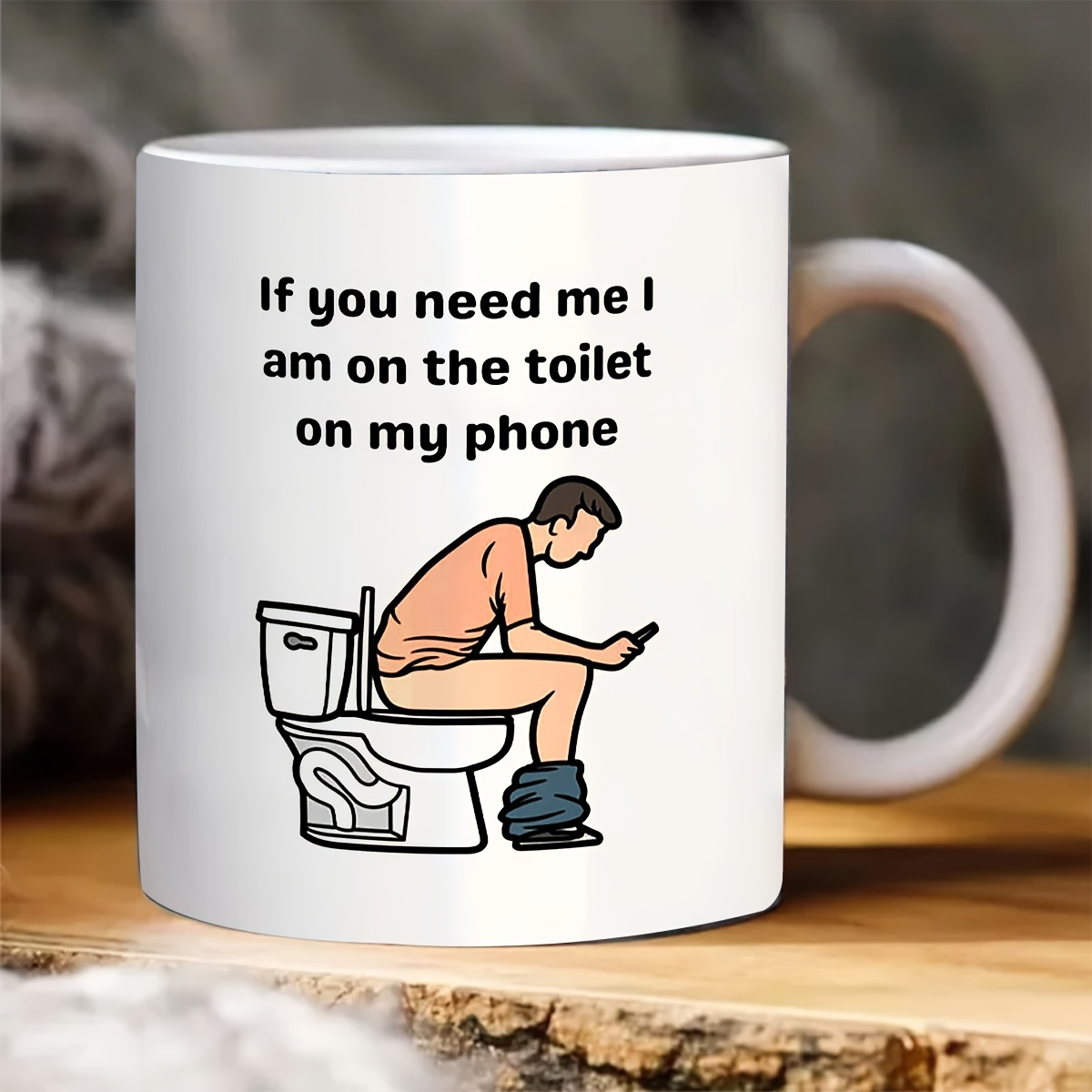 1個、面白いトイレカップ、セラミックコーヒーカップ両面デザイン、ホットまたはコールドドリンク用のホワイトティーカップ、デスク装飾、必要な場合