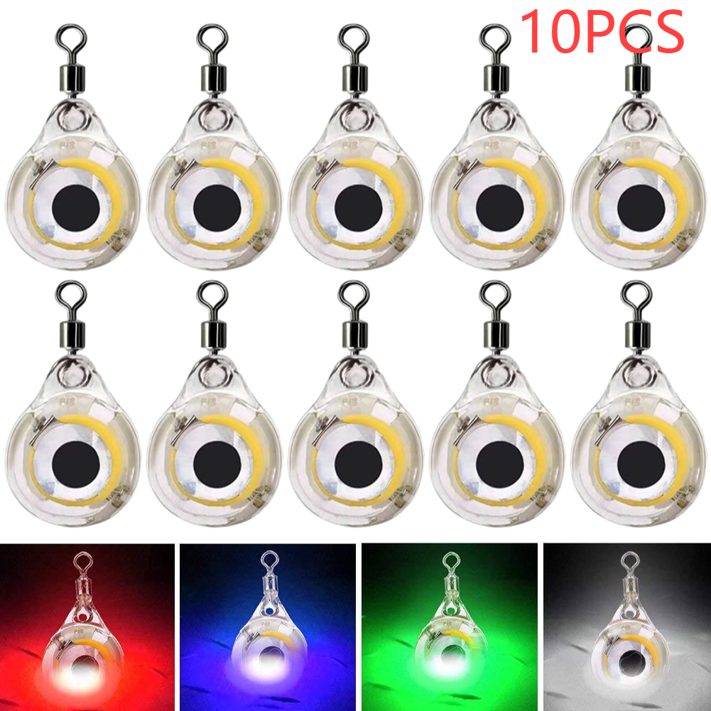 10 個 LED 集魚灯ミニディープドロップ水中目の形集魚灯イカアトラクター餌発光ルアー魚ランプ