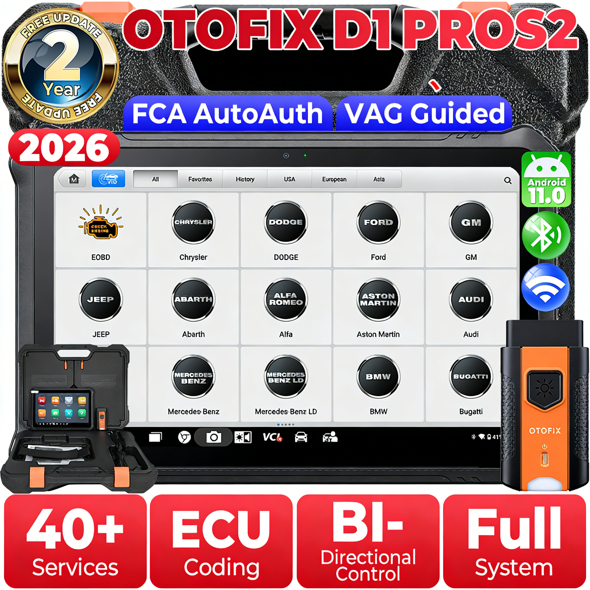 otofix D1 PROS2 診断スキャナ D1 PROS 全システム スキャナ 双方向スキャン ツール VAG ガイド付き D1 PRO のアップグレード