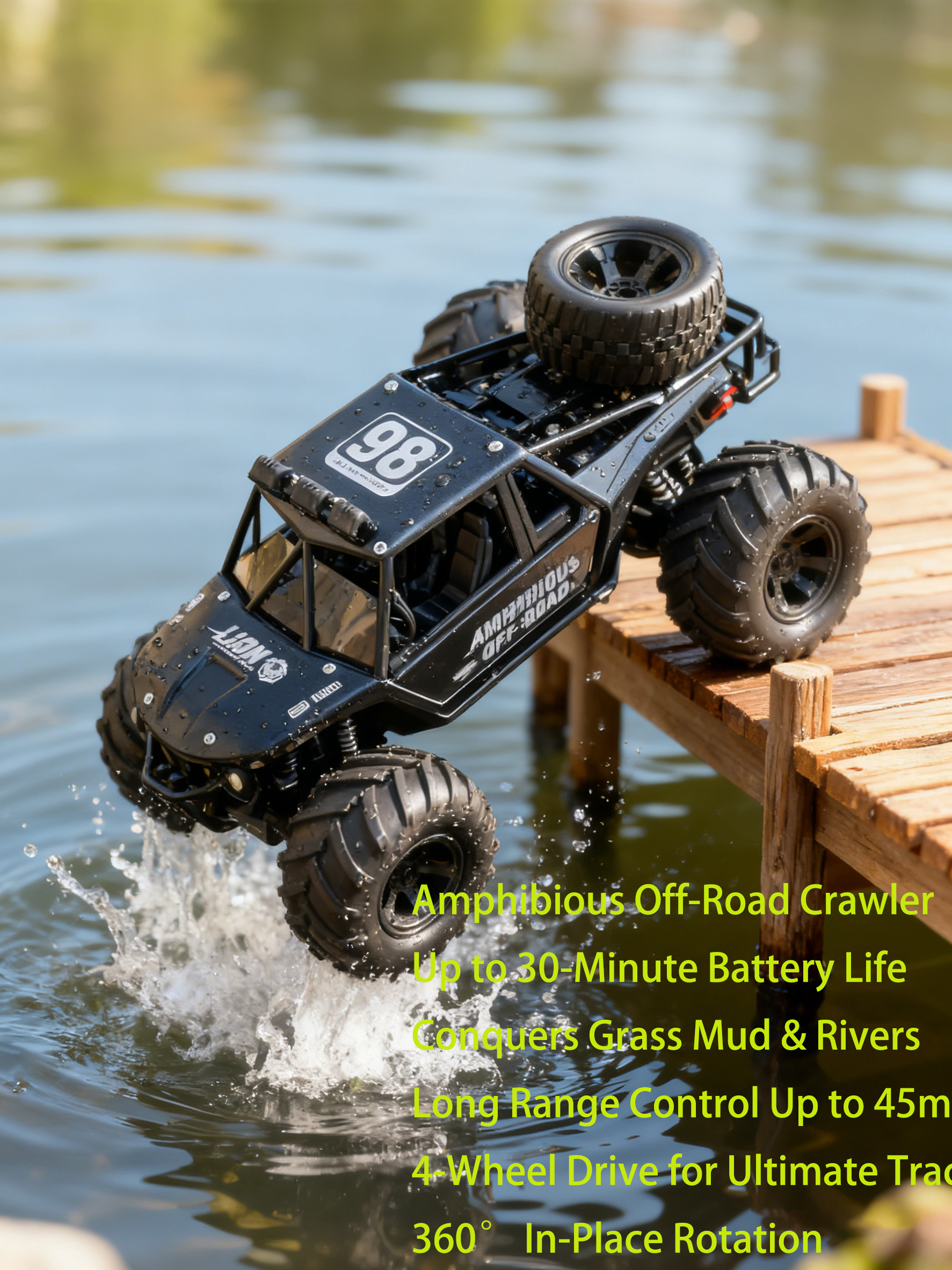 ジェスチャーコントロール RC カーボート 2 in 1 水陸両用車 4WD 防水全地形おもちゃ 大人 子供用 オフロード ロッククロール