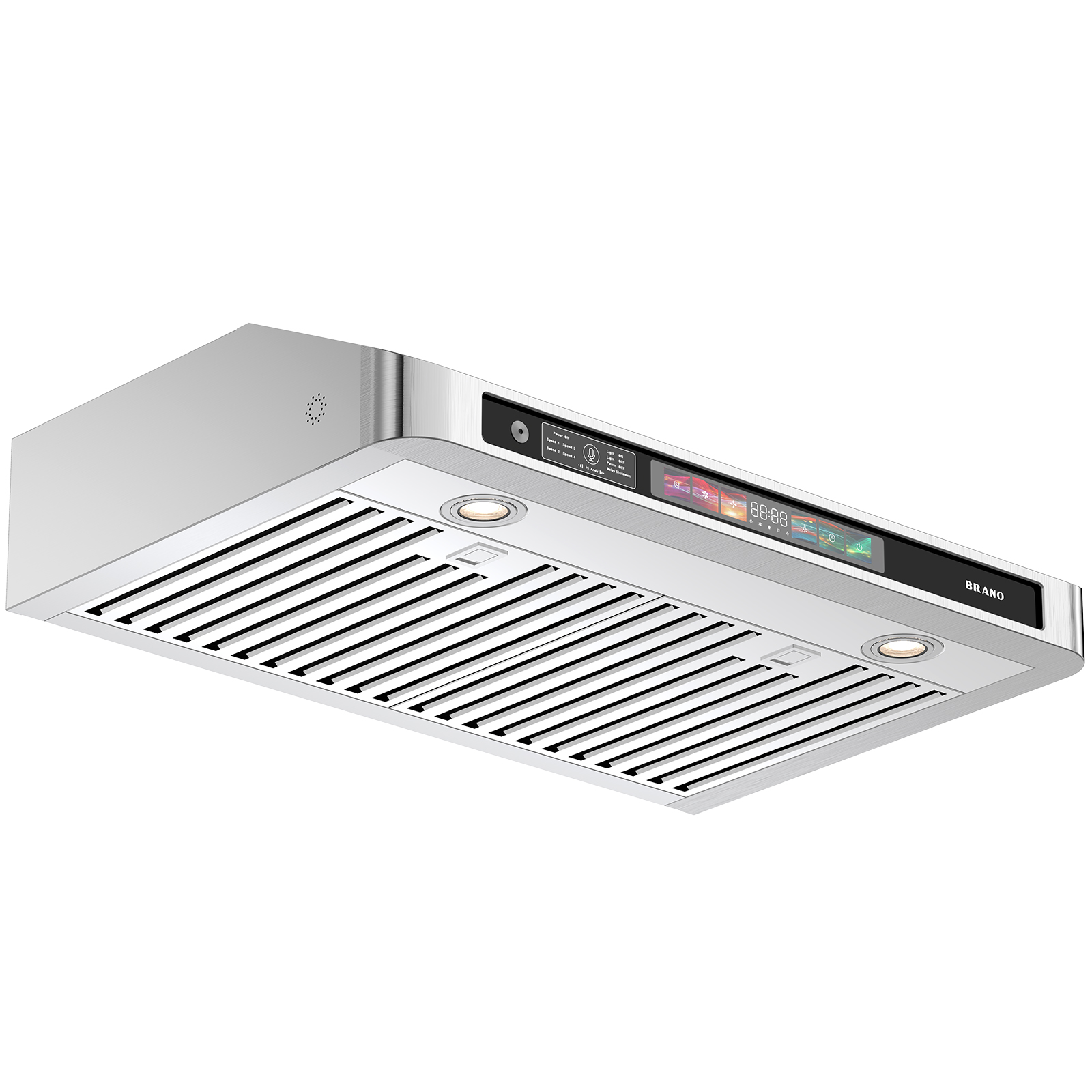 BRANO 36 インチアンダーキャビネットレンジフード、音声/ジェスチャー/タッチコントロール付き、900 CFM キッチン換気フード、4 速排気ファン付き、ステンレススチールストーブフード、LED ライト付き、バッフルフィルター付き