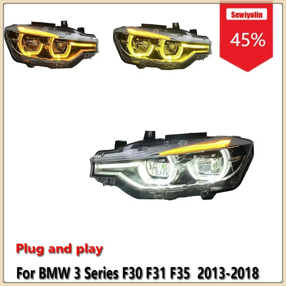 車の LED ヘッドライト BMW 3 シリーズ F30 F31 F35 2013-2018 イエローホワイトアンバー DRL フォグターンシグナルランププラグアンドプレイ