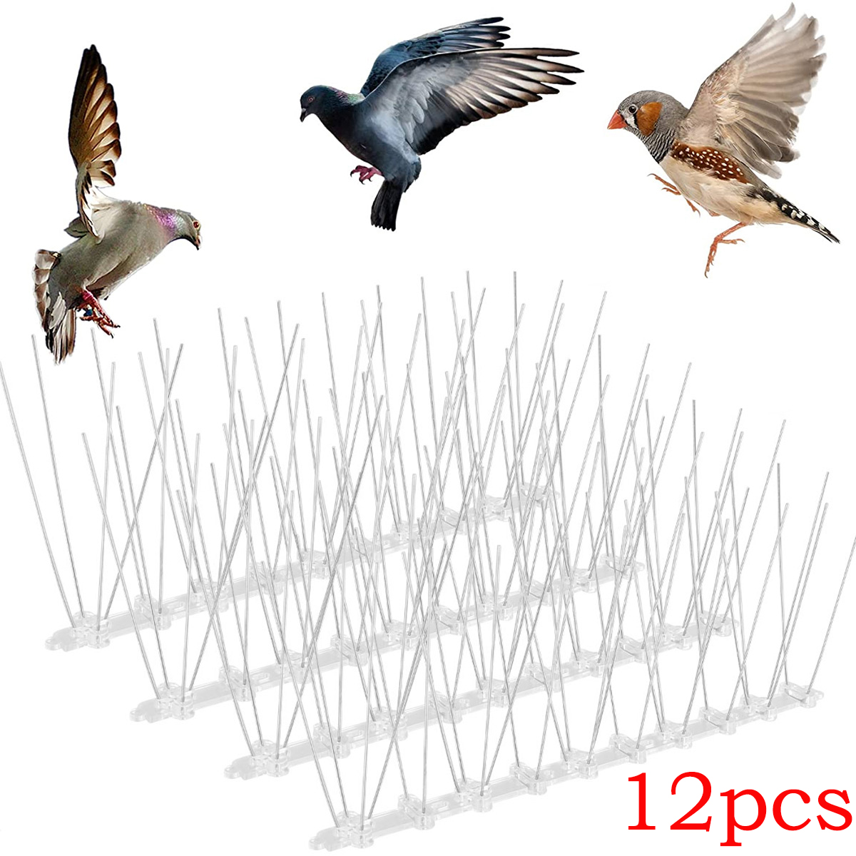 12 個鳩スパイクステンレス鋼鳥よけセット抑止力カモメ忌避害虫駆除庭バルコニーとげ釘キット