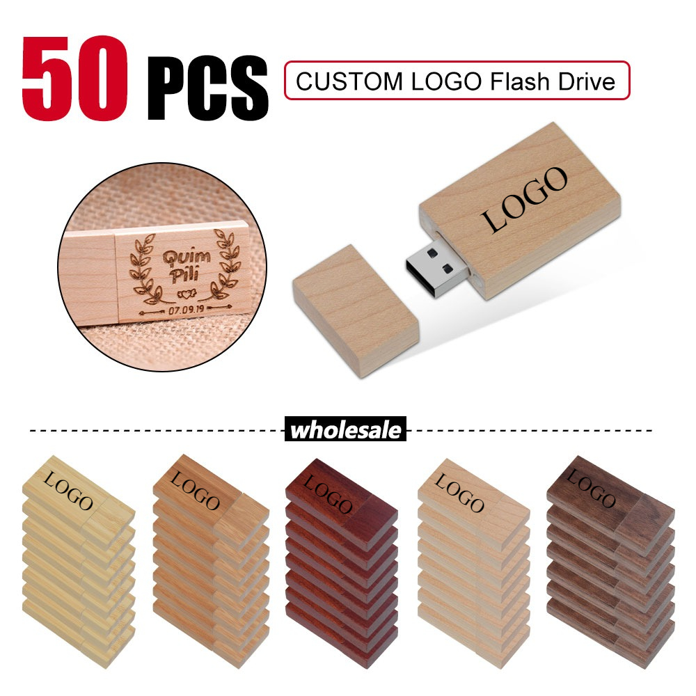 50 ピース/ロット木製 USB 2.0 フラッシュドライブレッドウッドペンドライブ 64 ギガバイト 16 ギガバイト 32 ギガバイト 4 ギガバイト Creativo U ディスクメモリスティックウェディングギフトカスタムロゴ