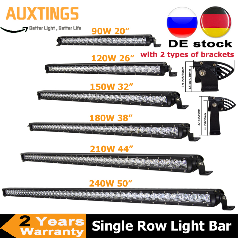 20 25 32 38 44 50 インチスーパー単列 LED ライトバー 120 150 210 240 ワットオフロード車ランプ SUV 4WD ATV ボート