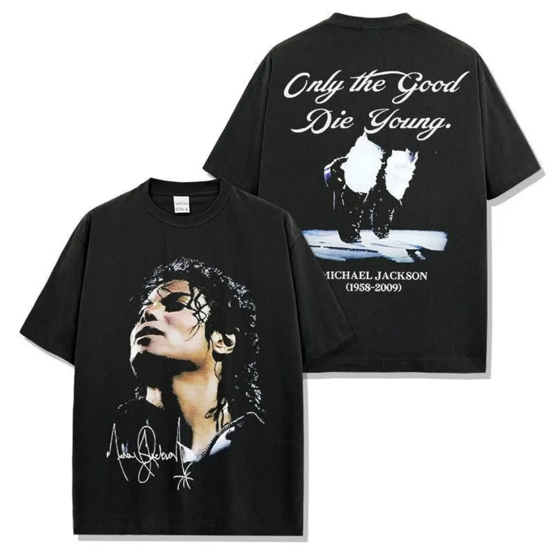 ヴィンテージマイケルジャクソン音楽 Tシャツヴィンテージロックレトロ Tシャツ夏ピュアコットンメンズ Tシャツ子供服 Tシャツ Y2k 女性