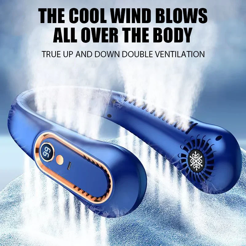 吊り首ファンデジタルディスプレイ電源 Ventilador ブレードレスネックバンドファンポータブルミニエアクーラー USB 充電式扇風機