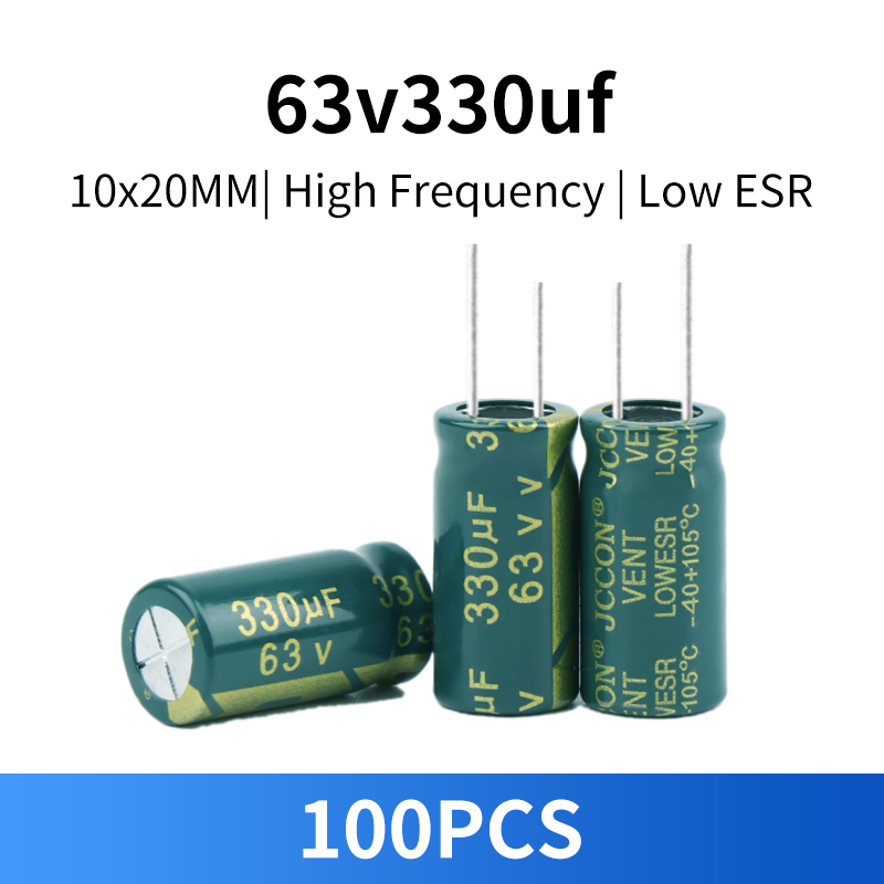 100 個 63V 330uf コンデンサ高周波低 ESR 10x20mm 63V アルミ電解コンデンサ 10*20