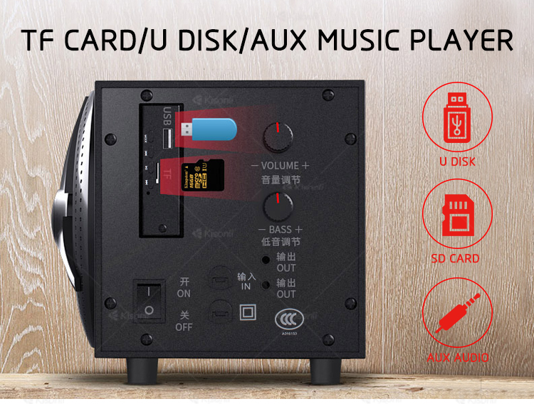 Kisonli TM-7000A ホームシアターシステム多機能 Hifi 2.1 スピーカー (サブウーファー付き)