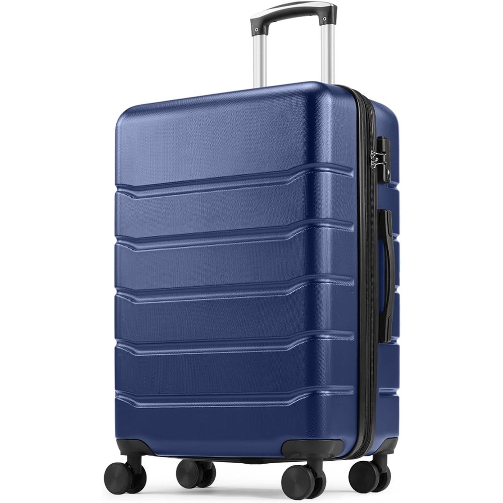 28インチ大型受託手荷物、スピナーホイール付きABSハードシェルスーツケース、TSAロック、旅行や出張に最適、ブルー