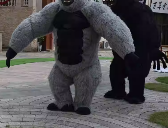 ピンクインフレータブルゴリラマスコットコスチュームスーツイベント着用漫画人形服ハロウィンカーニバル動物コスプレパーティーバッテリーなし