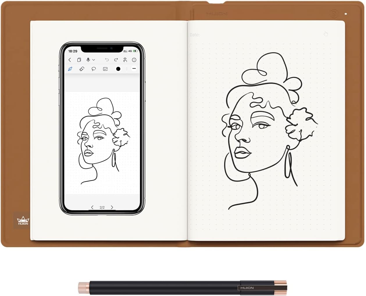 huion note 2 em 1 デジタルノートブック描画タブレット、バッテリー不要のペン、Bluetooth ワイヤレスペーパータブレット、電子書籍執筆タブレット