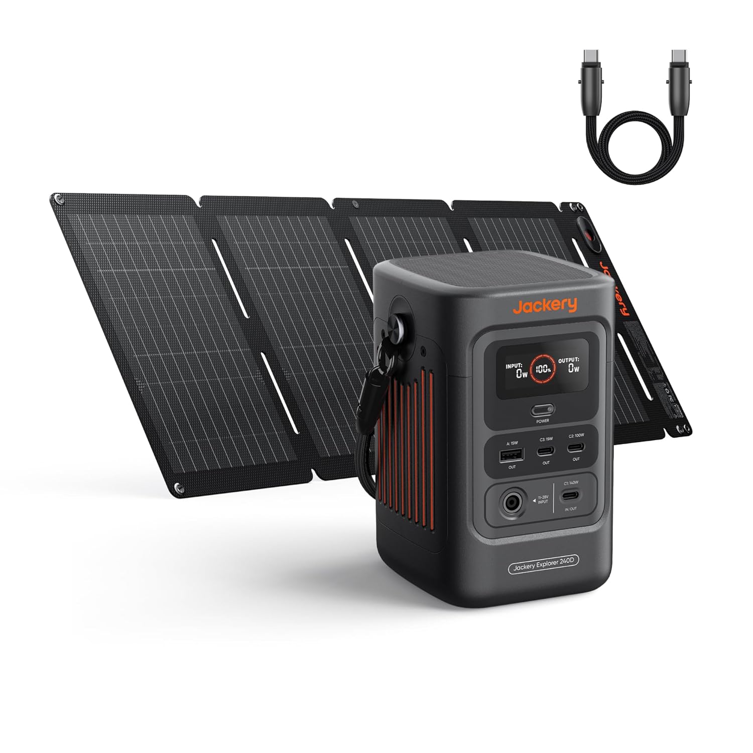 Explorer 240D パワーバンク、256Wh LiFePO4 バッテリーポータブル発電所、40W 空気ソーラーパネル付き 200W DC 出力、カスタム