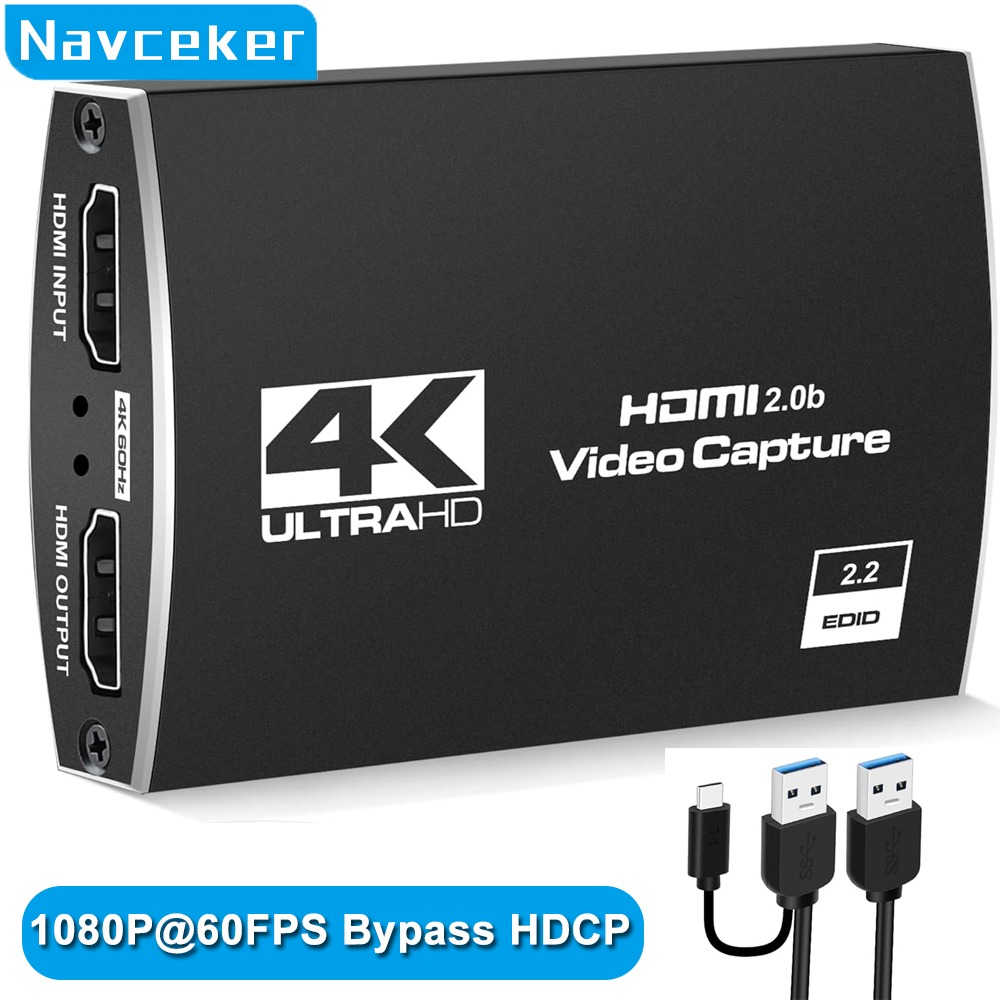 4K USB 3.0 ビデオキャプチャカード HDMI バイパス HDCP 1080P 60Hz HD ビデオレコーダーグラバー PS5 OBS ゲーム録画ライブストリーミング用
