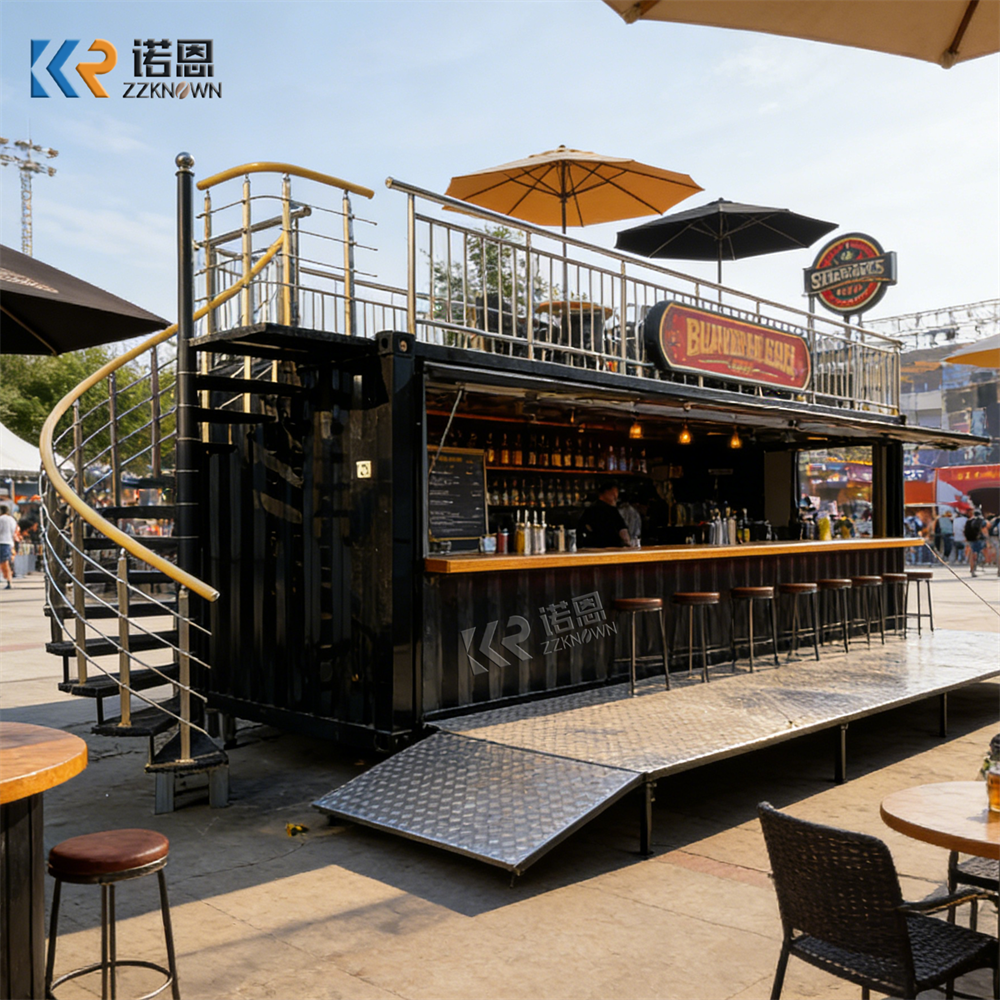 屋外モバイルコンテナコーヒービールバーコンテナレストランキッチンコンテナショップバーロゴ付き