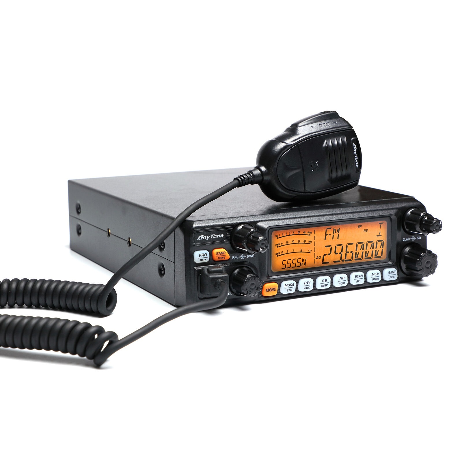 ANYTONE AT-5555N II ハイパワー 60 ワット CB ラジオ 25.615 - 30.105 Mhz 40 チャンネルモバイルトランシーブ AM/FM/SSB 11 メートル LCD ラジオ付き