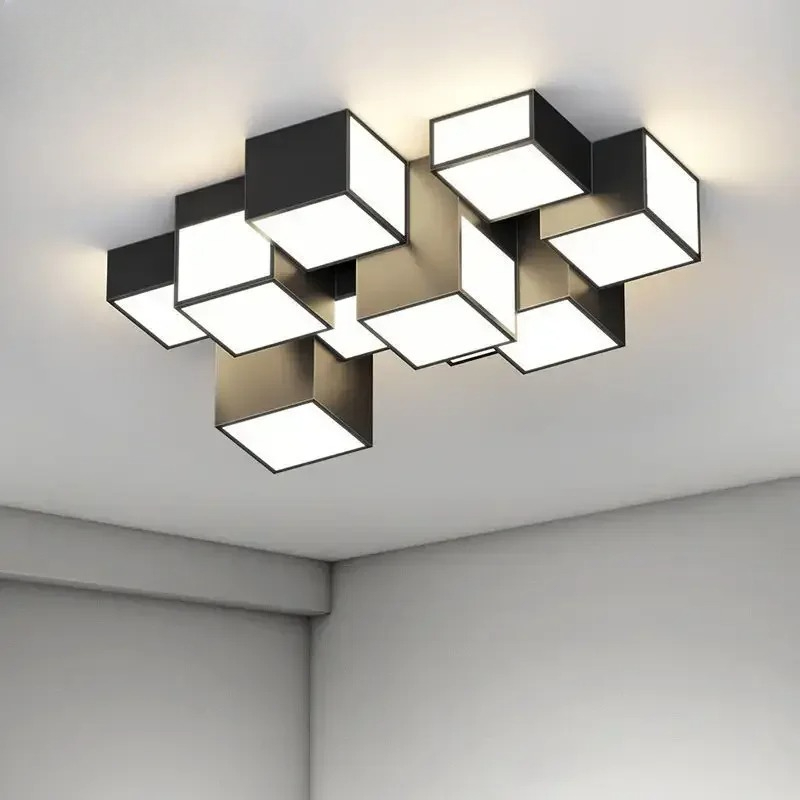 スタイリッシュなアートクリエイティブシャインスクエア LED シーリングライトノベルティ雰囲気のデザインランプリビングルームの家の装飾シャンデリア