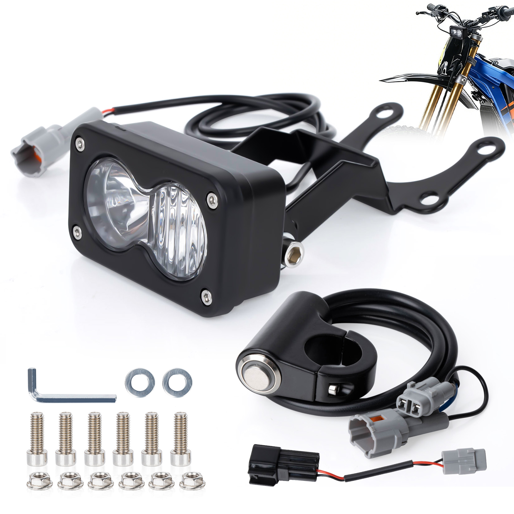 ダートバイク ヘッドライトキット プラグアンドプレイ Sur-Ron Light Bee X Segway X260 Talaria Sting MX3/MX4/MX5 スイッチとマウントブラケット付き
