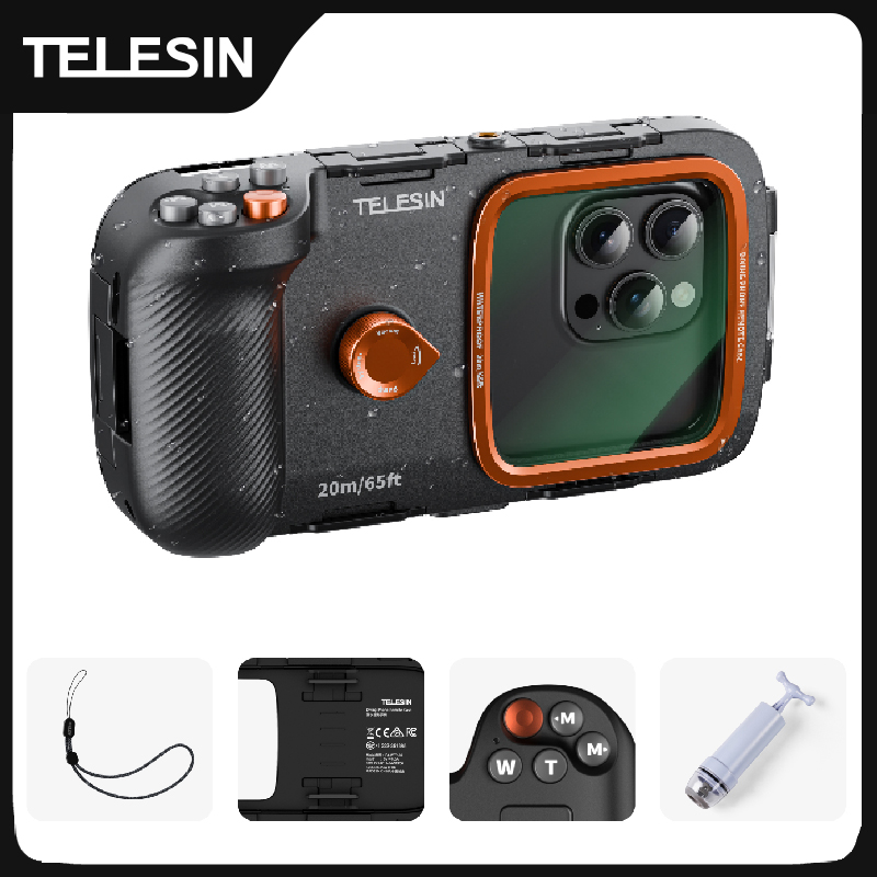 TELESIN ダイビング防水電話ケースユニバーサル電話カメラ撮影ハンドグリップホルダー撮影補助リモコンハンドル