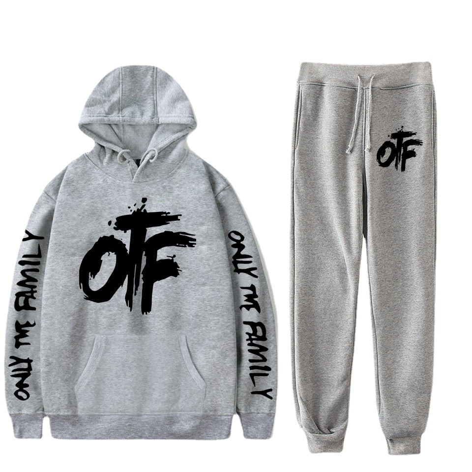 原宿快適な面白い OTF レタープリントトレーナースウェットパンツスーツ男性/女性パーカーズボンスーツかわいい 2 点セット服