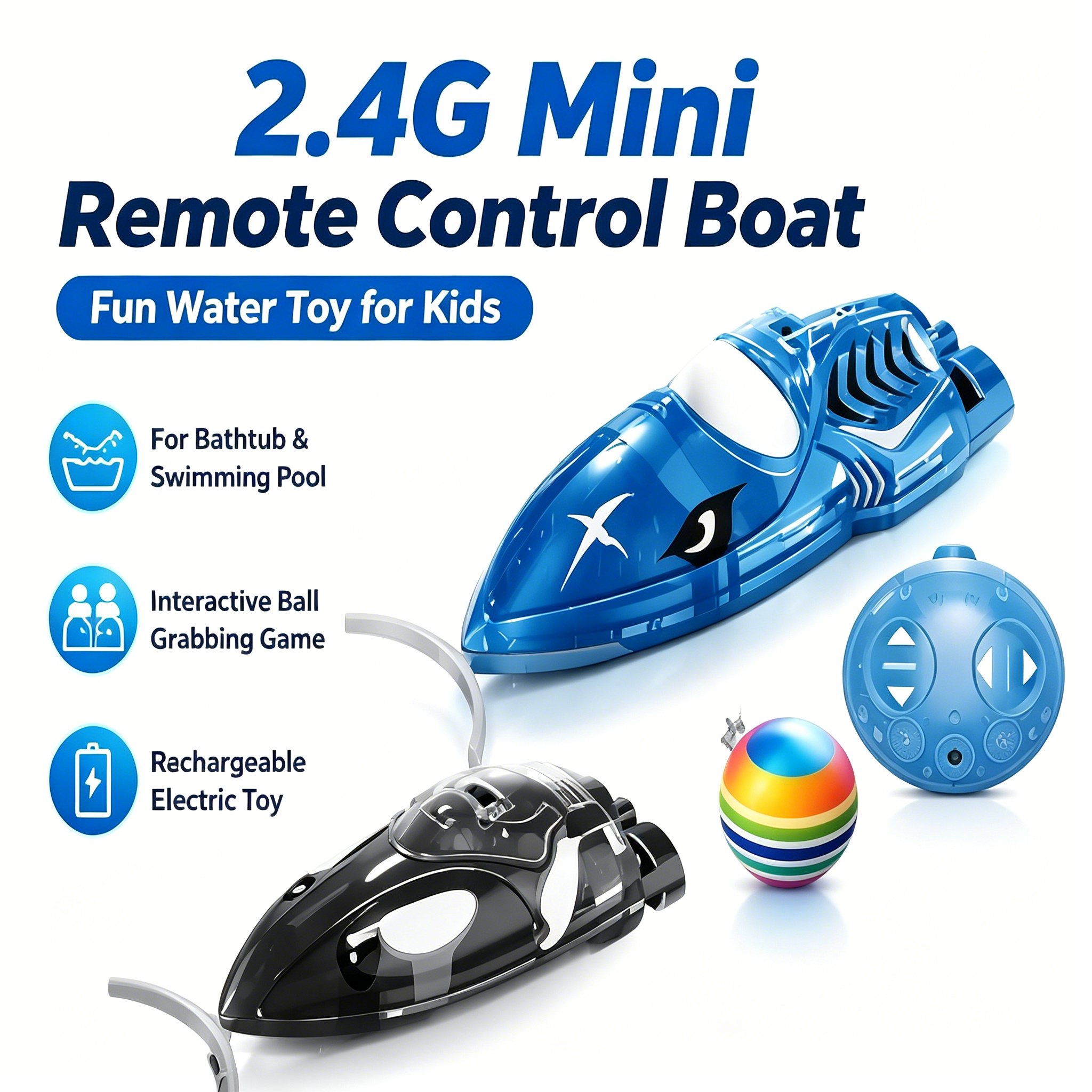 2.4 グラムミニ RC ボート電気水おもちゃインタラクティブボールつかみゲームリモコン船浴槽スイミングプール子供遊び