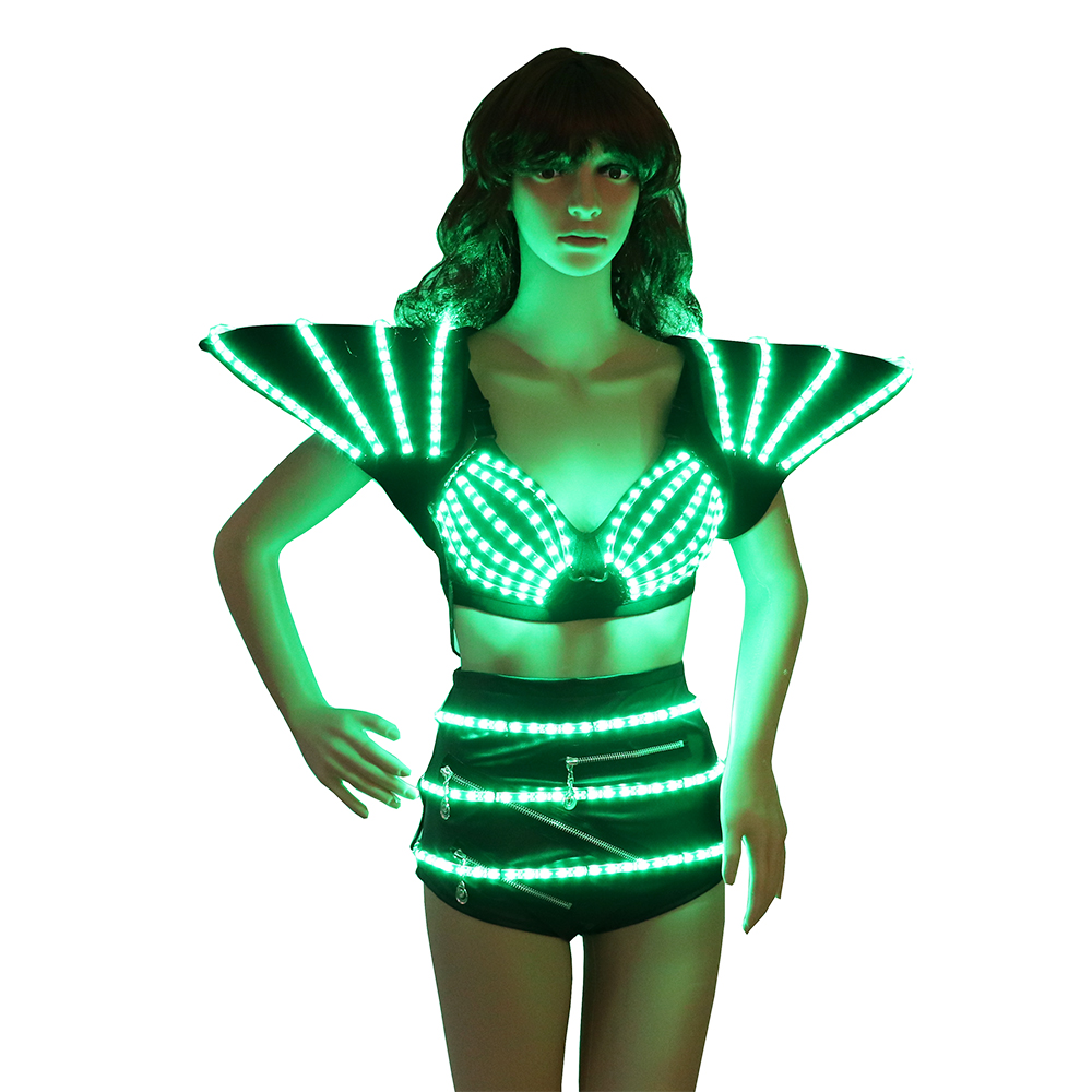 新しい LED 衣装スーツ発光ベストブラショーツ社交ダンス DJ ディスコパーティーパフォーマンス LED ガールブラジャーライトショー
